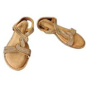 Patrizia Spring Step Rhinestone Sparkle Brown Invite Sandals Size 6.5-7 Vacation